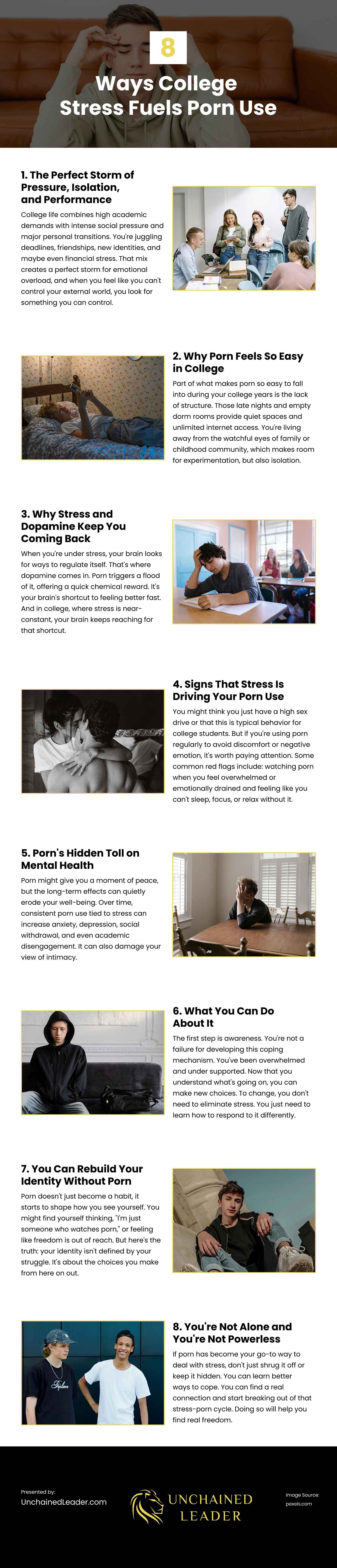 8 Ways College Stress Fuels Porn Use Infographic 8 Ways College Stress Fuels Porn Use Infographic