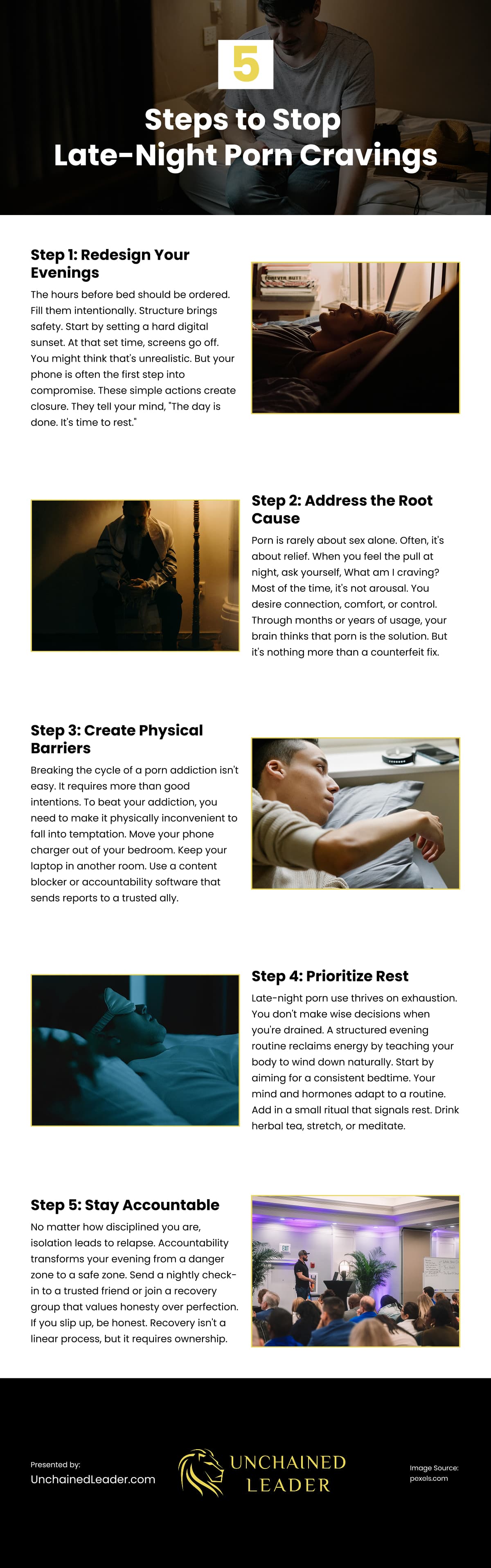 5 Steps to Stop Late-Night Porn Cravings Infographic