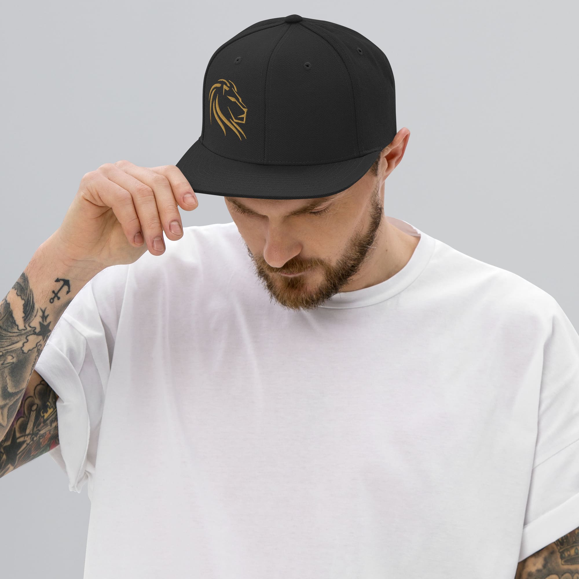 Snapback Hat (black) Lion Head